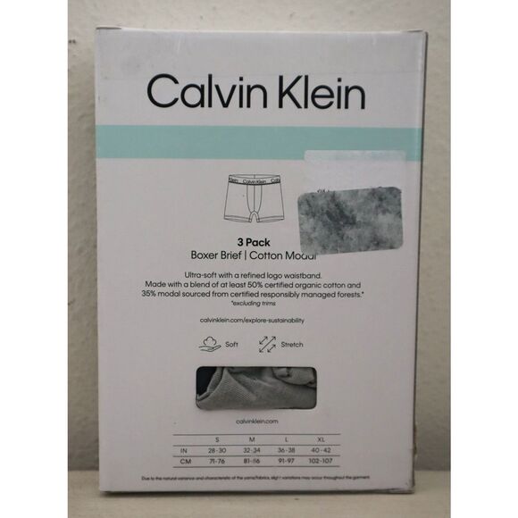 Calvin Klein NP2527-331 Men's Sz M Multi Organic Cotton Modal Boxer Briefs, 3-Pk - Picture 2 of 6